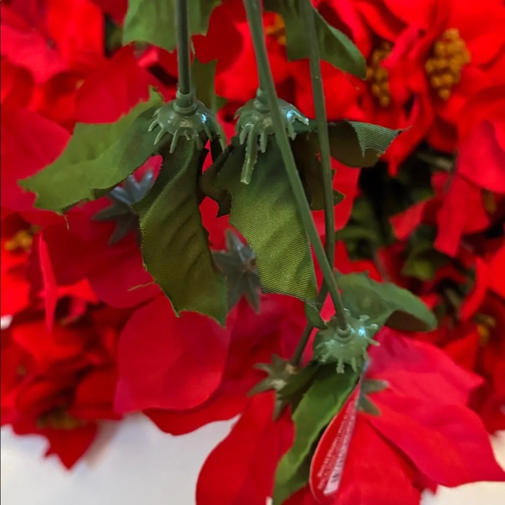 Red Poinsettia Artificial Floral Stems Holiday Bouquet RED POINSETTIAS SET OF 6